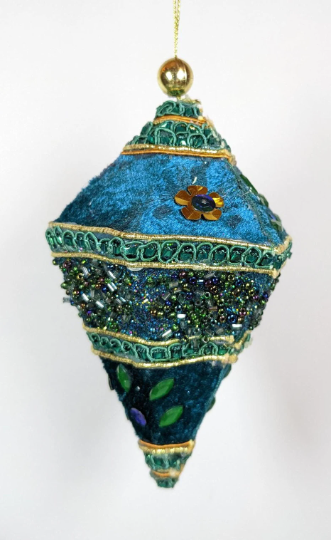 Vintage Blue Handmade Beaded Ornament