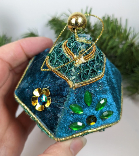 Vintage Blue Handmade Beaded Ornament