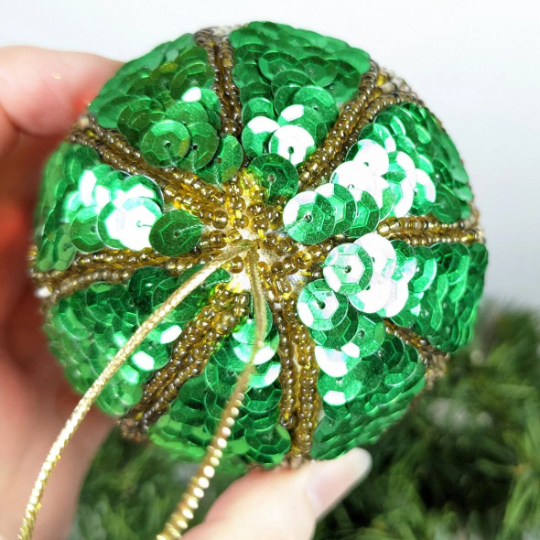 Vintage Strawberry Beaded Christmas Ornament