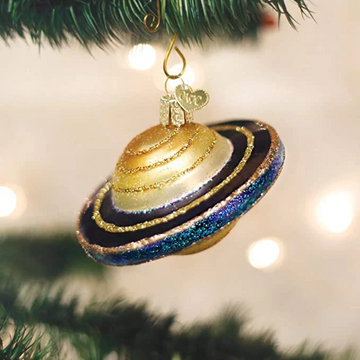 Planet Saturn Outer Space Blown Glass Tree Ornament by Old World Christmas