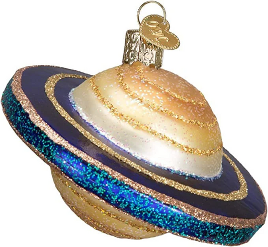 Planet Saturn Outer Space Blown Glass Tree Ornament by Old World Christmas