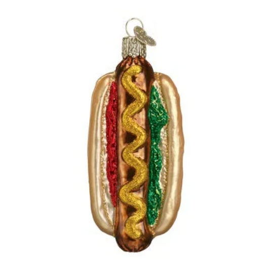 Hot Dog Blown Glass Funny Tree Ornament by Old World Christmas
