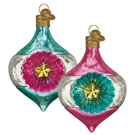 Gleaming Starlight Reflections Set of 2 Vintage Inspired Old World Christmas Ornament