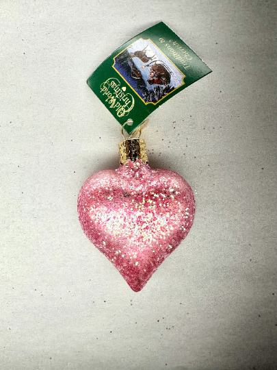 Glitter Heart Ornament Old World Christmas Set of 3