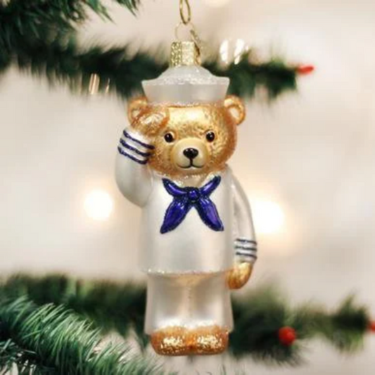 Navy Bear Old World Christmas Ornament