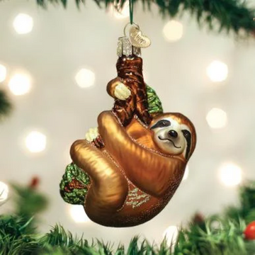 Climbing Sloth - Funny Blown Glass Tree Ornament by Old World Christmas