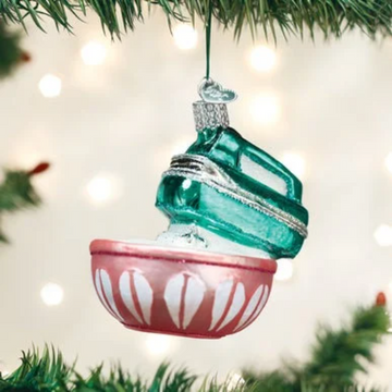 Hand Mixer Blown Glass Tree Ornament by Old World Christmas in Retro Kitchen Colors