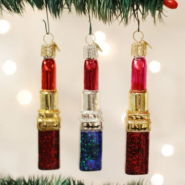 Lipstick - Set of 3 - Blown Glass Tree Ornaments by Old World Christmas