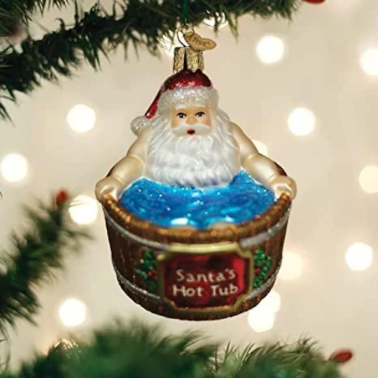 Santa in Hot Tub Old World Christmas Ornament