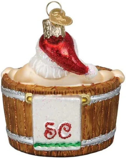 Santa in Hot Tub Old World Christmas Ornament