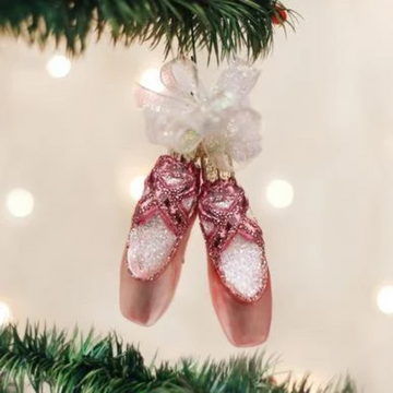 Pair Of Ballet Slippers Pink Blown Glass Tree Ornaments by Old World Christmas