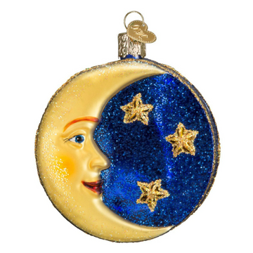 Man In the Moon Two-sided Blown Glass Tree Ornament by Old World Christmas
