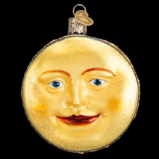 Man In the Moon Two-sided Blown Glass Tree Ornament by Old World Christmas