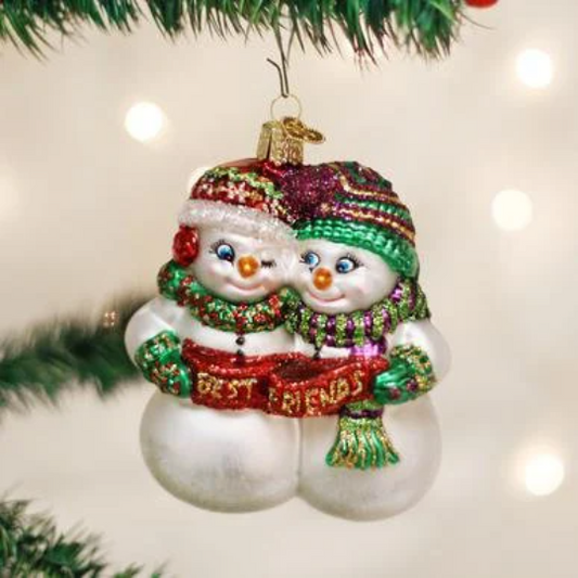 Best Friends Snowman Old World Christmas Ornament