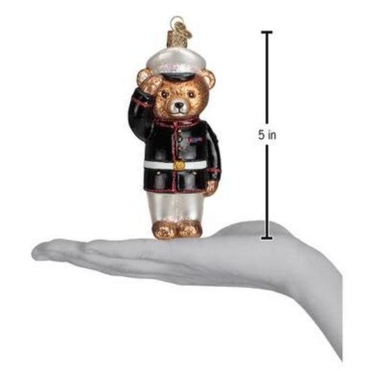 Marine Bear - Military Teddy Blown Glass Tree Ornament by Old World Christmas