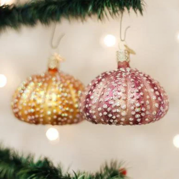 Sea Urchins Purple or Gold Blown Glass Tree Ornament by Old World Christmas
