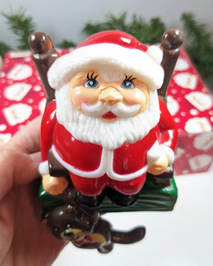 Santa Claus & Teddy Bear Plastic Christmas Stocking Holders