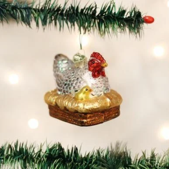 Hen On Nest Old World Christmas Ornament