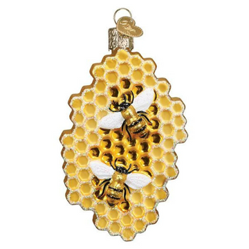 Honeybee Honeycomb Blown Glass Tree Ornament by Old World Christmas