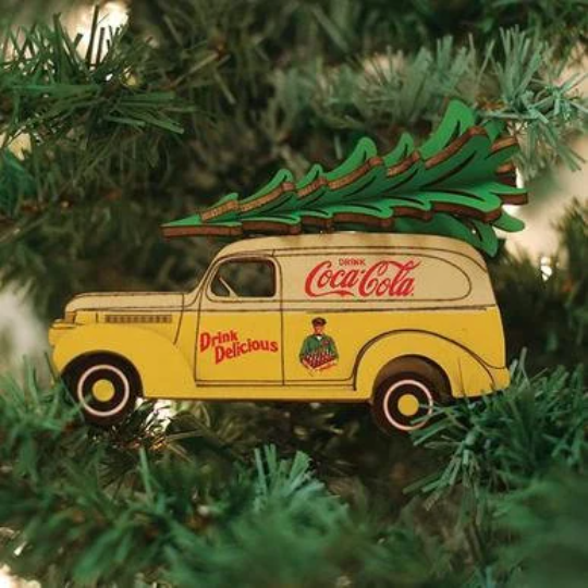 Coca Cola Panel Van - Vintage-themed Wooden Tree Ornament - Ginger Cottages collection