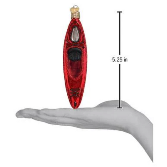 Red Kayak Blown Glass Tree Ornament by Old World Christmas