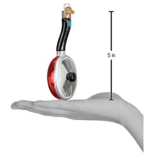 Red Frying Pan Blown Glass Tree Ornament by Old World Christmas - RETIRED