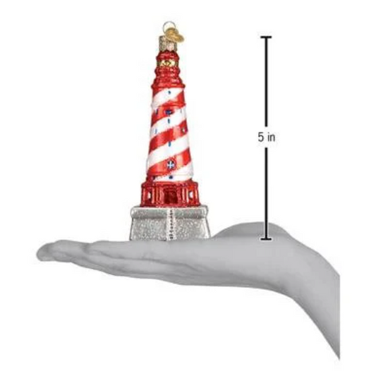 White Shoal White Lighthouse from Mackinaw - Blown Glass Tree Ornament by Old World Christmas
