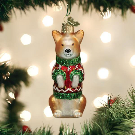 Christmas Corgi Old World Christmas Ornament