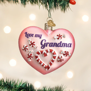 Love My Grandma Heart-shaped Blown Glass Tree Ornament by Old World Christmas