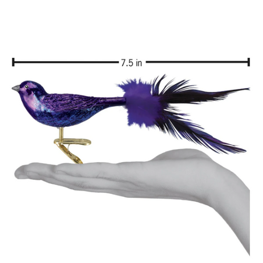Purple Martin Blown Glass and Feather Clip-on Tree Ornament by Old World Christmas