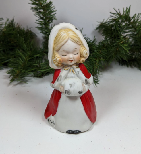 Vintage 1980 Merri-Bells Girl with Dog Christmas Bell