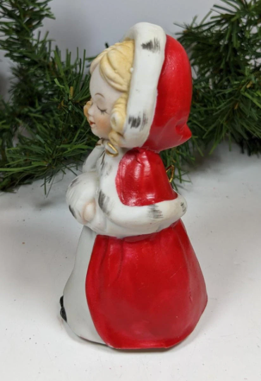 Vintage 1980 Merri-Bells Girl with Dog Christmas Bell