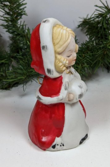 Vintage 1980 Merri-Bells Girl with Dog Christmas Bell