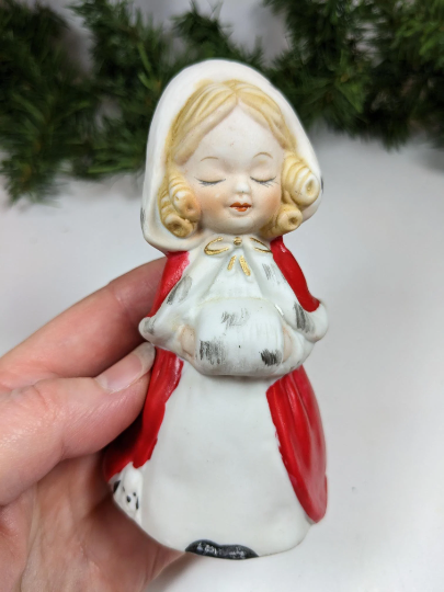 Vintage 1980 Merri-Bells Girl with Dog Christmas Bell