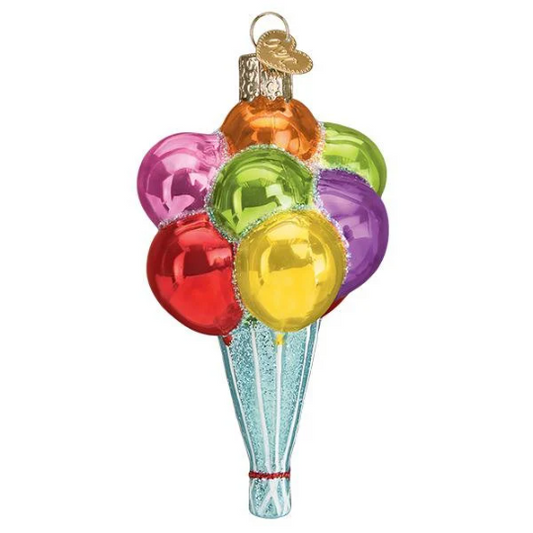 Festive Birthday Party Balloons - Blown Glass Tree Ornament by Old World Christmas - RETIRED