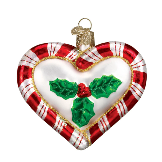 Our First Christmas Peppermint Heart Old World Christmas Ornament