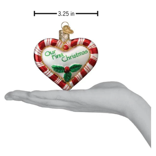 Our First Christmas Peppermint Heart Old World Christmas Ornament