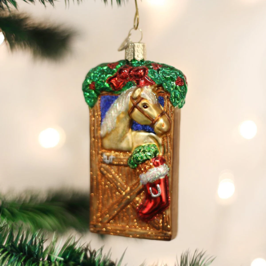 Horse In Stall Old World Christmas Ornament