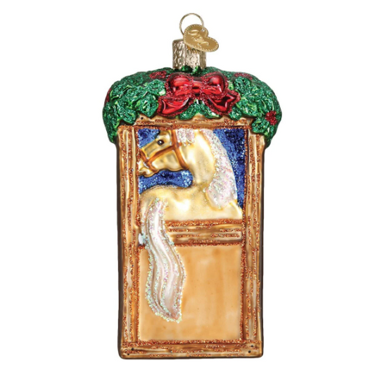 Palomino Horse In Stall Blown Glass Tree Ornaments by Old World Christmas