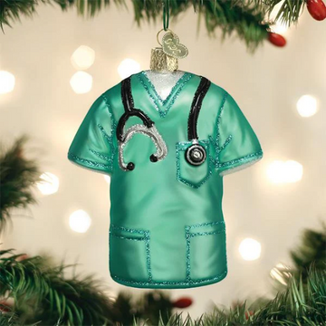 Surgical Scrubs with Stethoscope - Blown Glass Tree Ornament by Old World Christmas