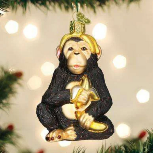 Chimpanzee Old World Christmas Ornament