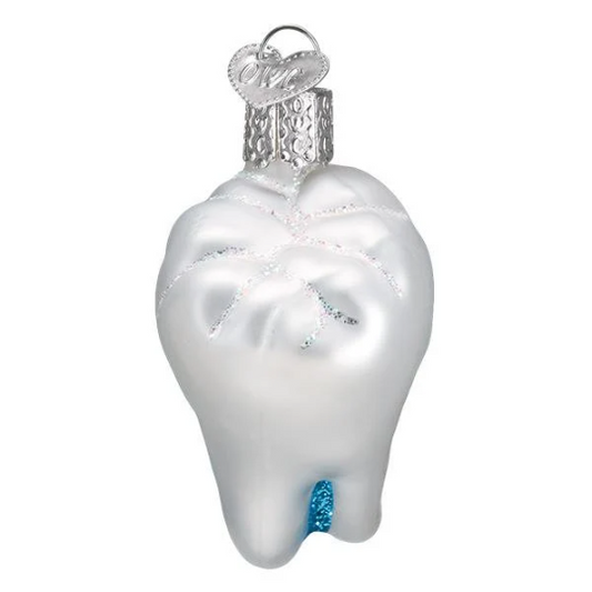 Tooth - Blown Glass Tree Ornament by Old World Christmas - stocking stuffer for dentist