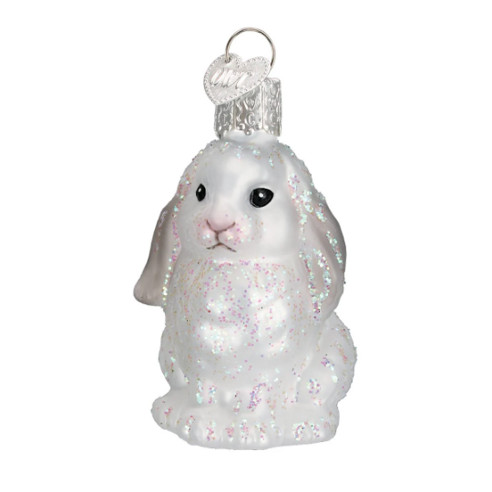 White Baby Bunny Old World Christmas Ornament