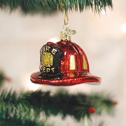 Fireman's Helmet Old World Christmas Ornament