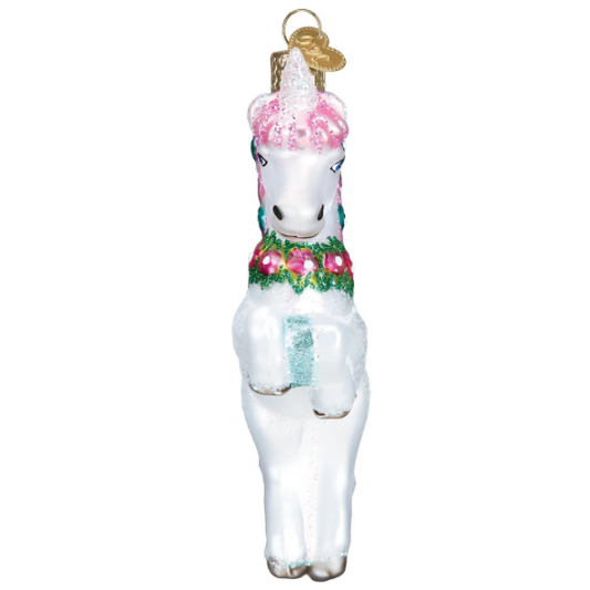 Prancing Unicorn Blown Glass Tree Ornament by Old World Christmas