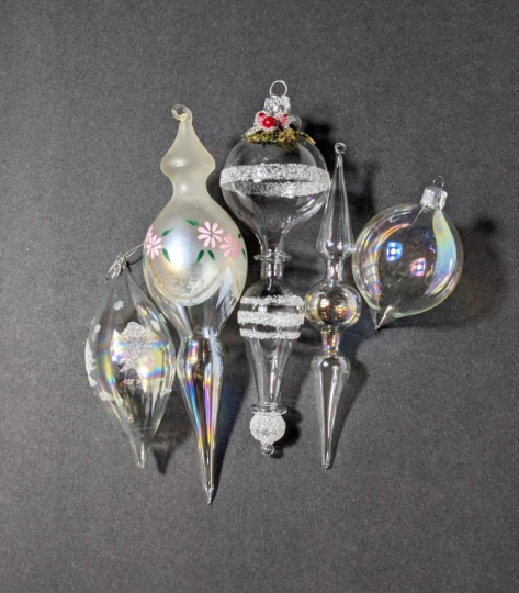 Vintage Silvestri Iridescent Glass Christmas Ornaments