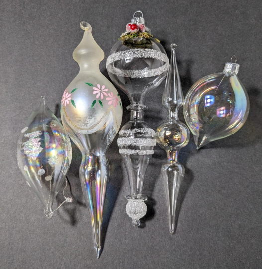 Vintage Silvestri Iridescent Glass Christmas Ornaments