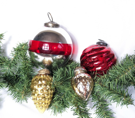 Vintage Kugel Style Glass Christmas Ornaments