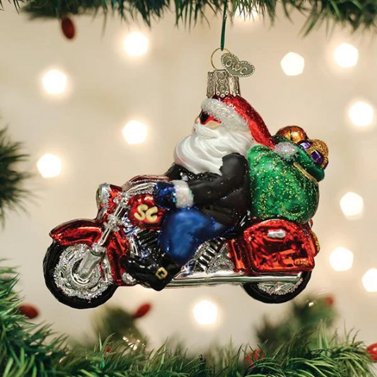 Biker Santa Old World Christmas Ornament