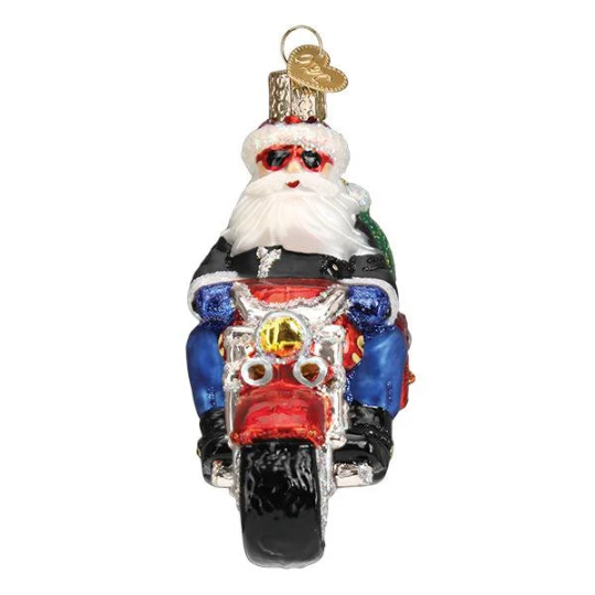 Biker Santa Old World Christmas Ornament